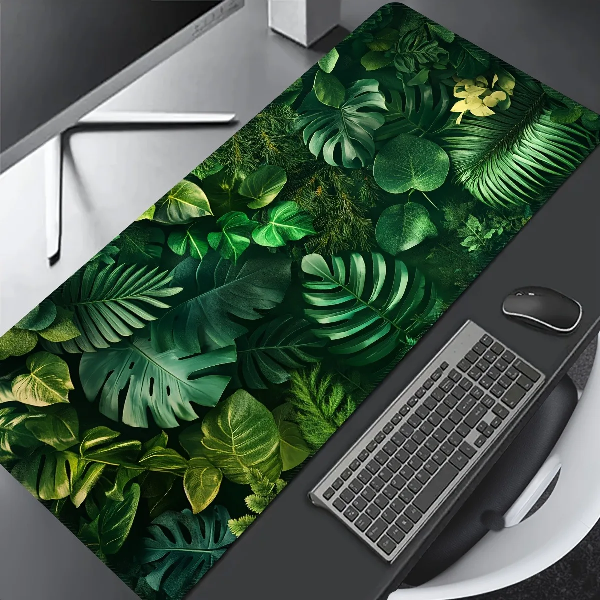 

1 шт. Monstera Forest Green коврик для мыши большой компьютерный офисный игровой настольный коврик 90x40 XXL резиновые противоскользящие коврики для клавиатуры длинные настольные коврики
