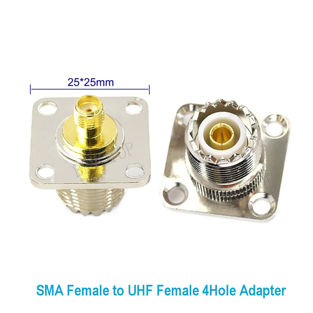 10PCS/lot SO239 UHF Female to SMA Female 4 Hole Connector Flange Panel Mount Socket RF Coaxial Adapters Brass Copper