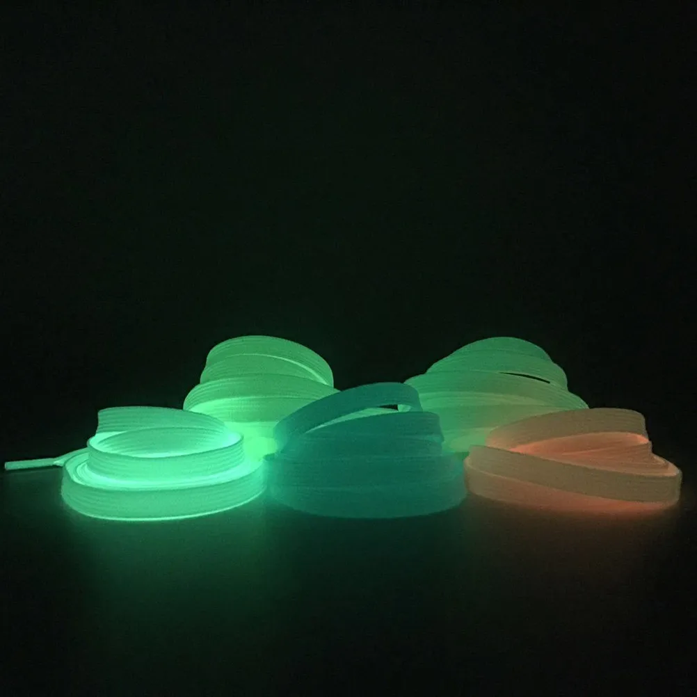 1Pairs Glow in The Dark Shoelaces Fluorescent Sports Shoe Laces Light Yellow Plastic Tip Easy Insert Replacement