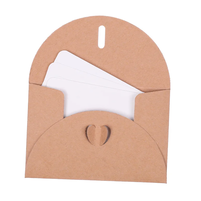 

10Pc Vintage Kraft Paper Envelope Thick Cardboard Small Foldable DIY Paper Envelopes Self Locking Buckle Letter Gift Card Cover
