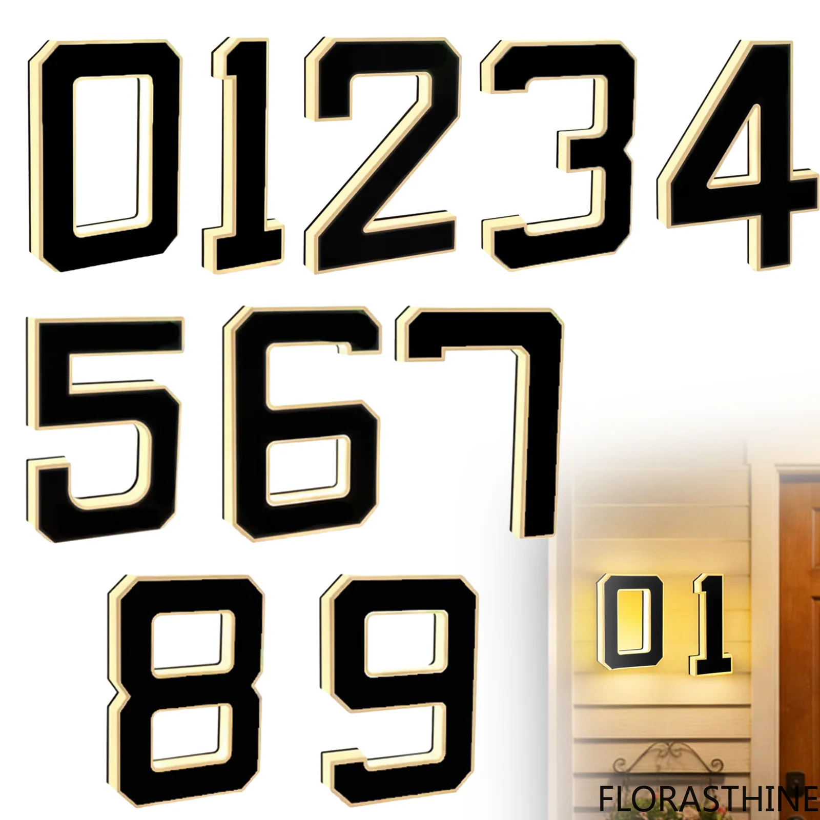 1PCS Door Hanging Solar Lighted Numbers LED Address 9 Inch Solar Lighted Numbers for Front Outside Door Welcome Sign Outdoor