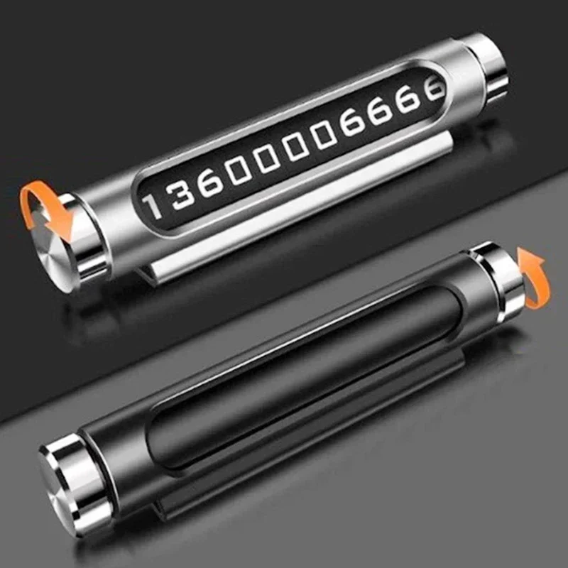Metal Roller Adjustable Car Stickers Parking Plate Car Temporary Parking Phone Number Plate Black Aluminium Alloy Auto Supplies