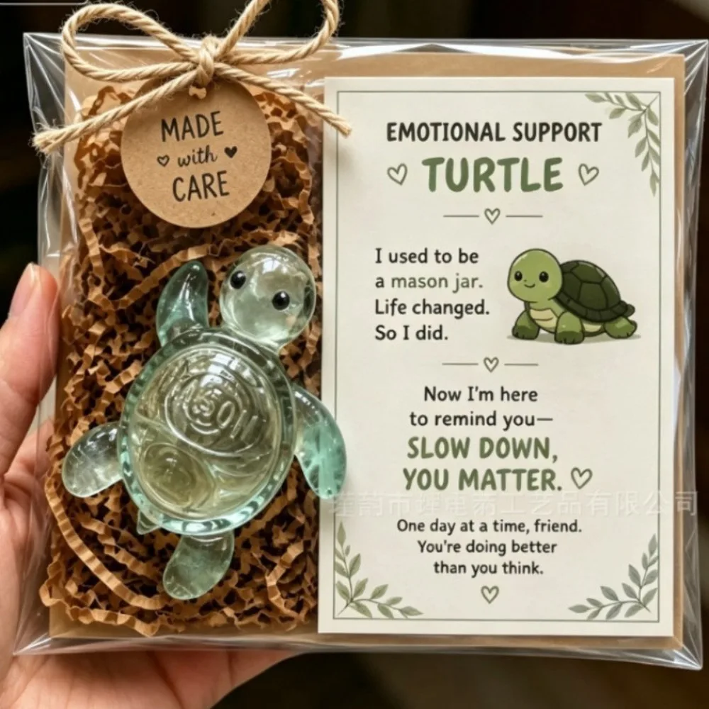 Cute Emotional Support Animal Gift Set Resin Inspirational Card Comfort Animal Figurine Motivational Heartwarming