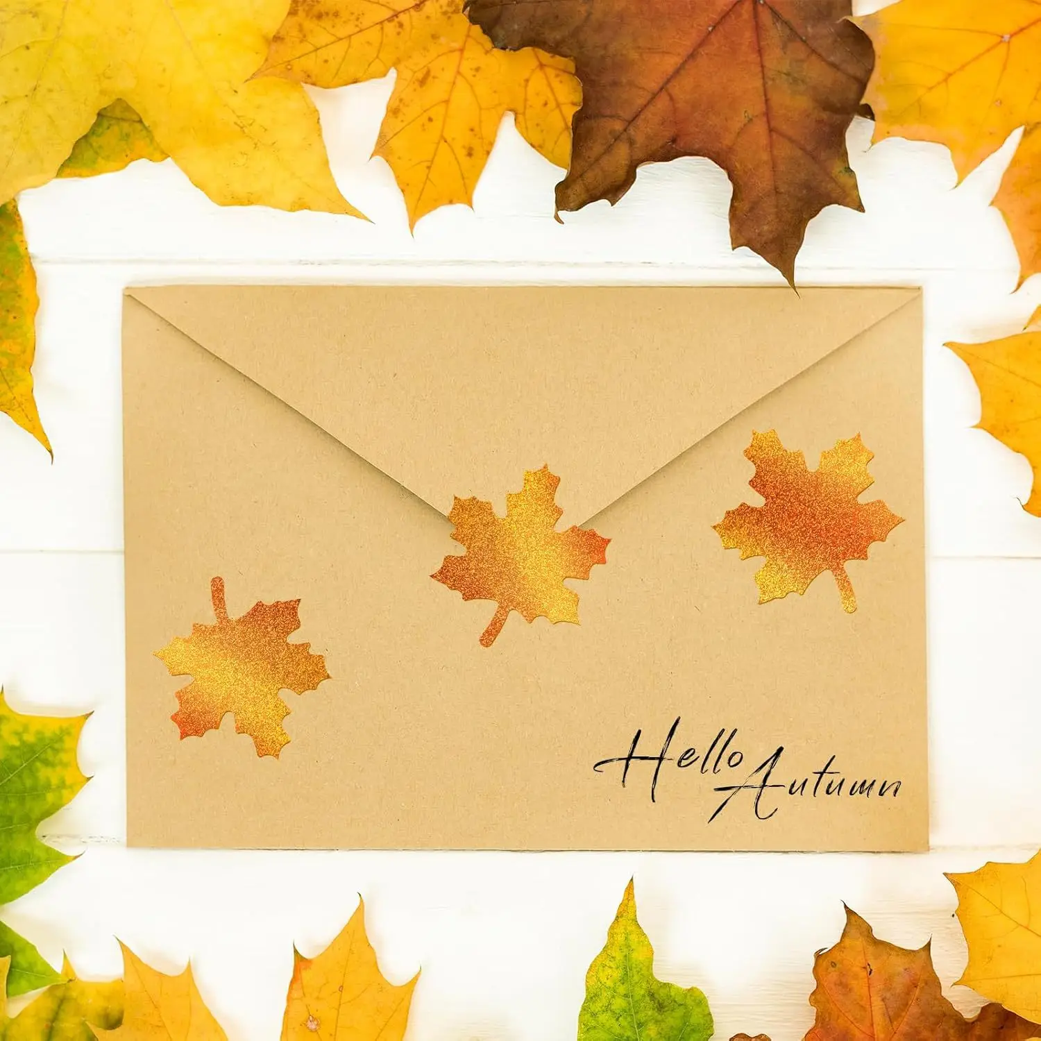 100-500pcs 1inch Golden Maple Leaf Sticker Labels for Thanksgiving Card Box Envelope Sealing Waterproof Shining Wrapping Supply