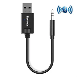 USB Bluetooth 5.0 Audio Receiver Car Kit 3.5MM AUX Jack Auto Stereo Music Dongle Wireless Adapter for Car Speaker TV Amplifier