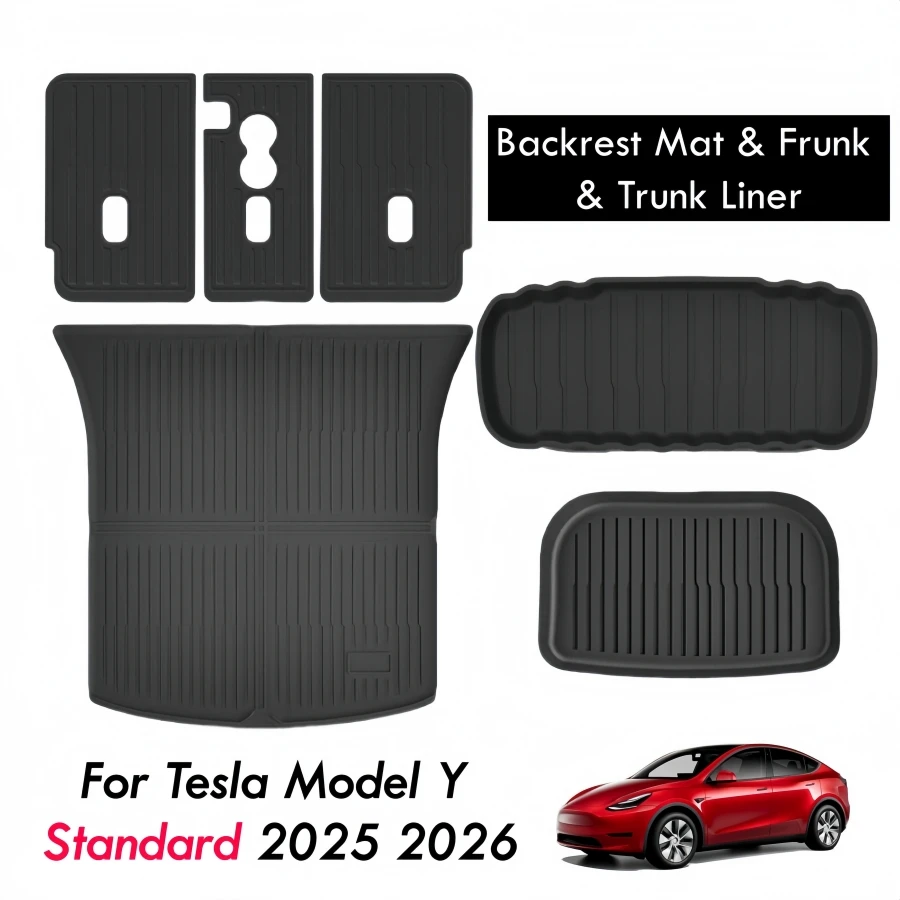 

TPE Backrest Mat & Cargo Liner for Tesla Model Y Juniper Standard 2026 2025 All Weather Frunk Trunk Cargo Mat Backrest Pad