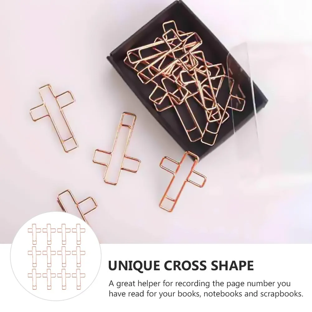 

12pcs Cross Shaped Paper Clips Metal Religious Bookmark Clips Bible Memo Clamps for Church Home Scrapbook Office Supplies