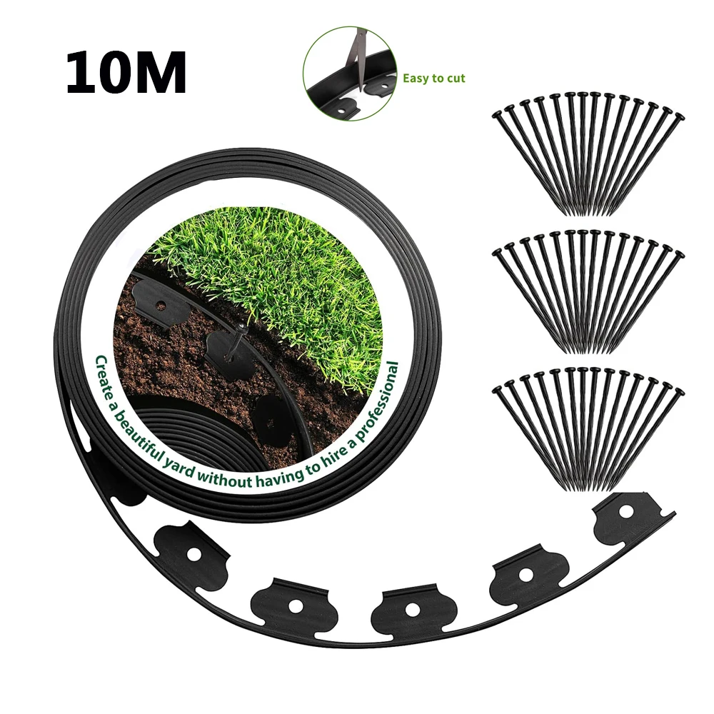 Garden No-Dig Landscape Edging Plastic Landscape  Kit with 30 SpikesGarden Edging Border Edging for Flower Beds and Lawn