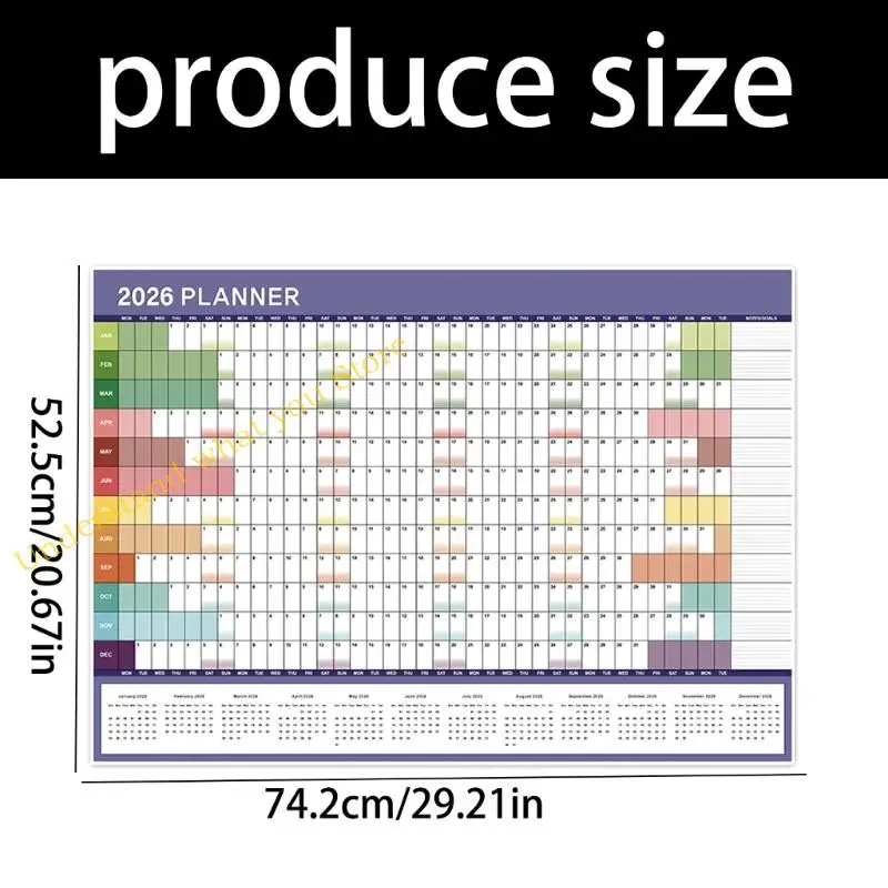 J60A 2026 Lịch tường Kế hoạch hàng năm cả năm để xem Lịch để lập kế hoạch hàng ngày