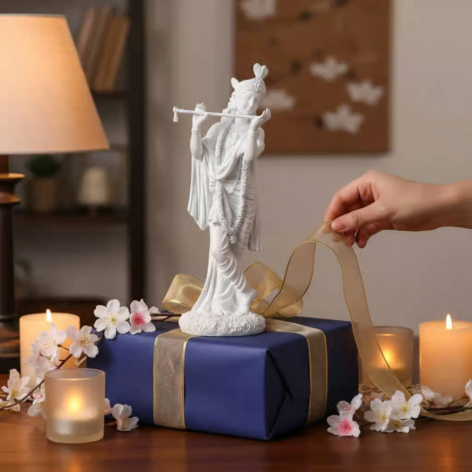 Lord of the Flute Playing Flute Idol Spiritual Decor Lord of the Flute Statue Flute Playing Deity Figurine Polyresin Material