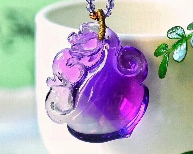 

Natural Purple Amethyst Quartz Pendant Necklace 27.8*24.1*10.2mm Amethyst Jewelry Beads Women Men Necklace Brazil AAAAAA