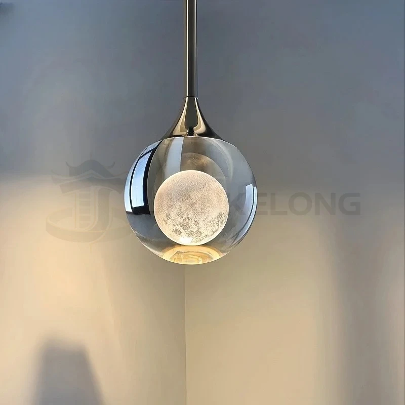 JIANKELONG Modern luxury pendant light creative moon restaurant light interior decoration lighting living room bar counter LED