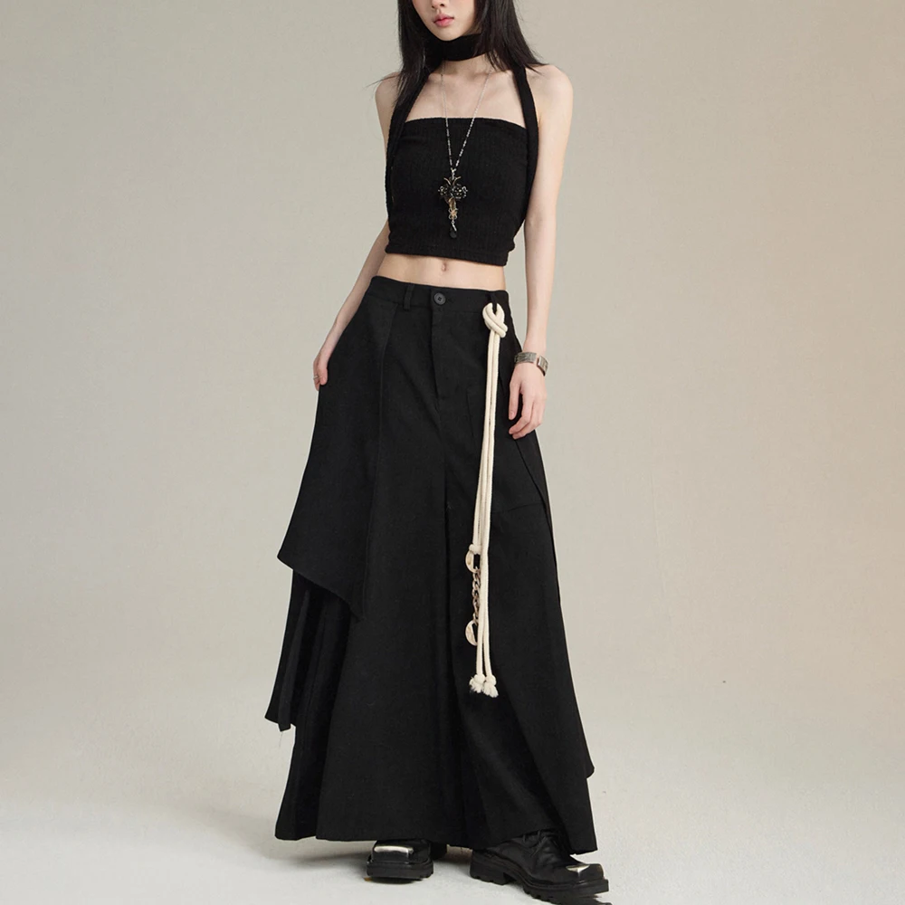 XS-5XL Summer New Genderless Solid Color Skirt Pants American Retro Fashion Trend High Street Loose Casual Niche Unisex Bottoms