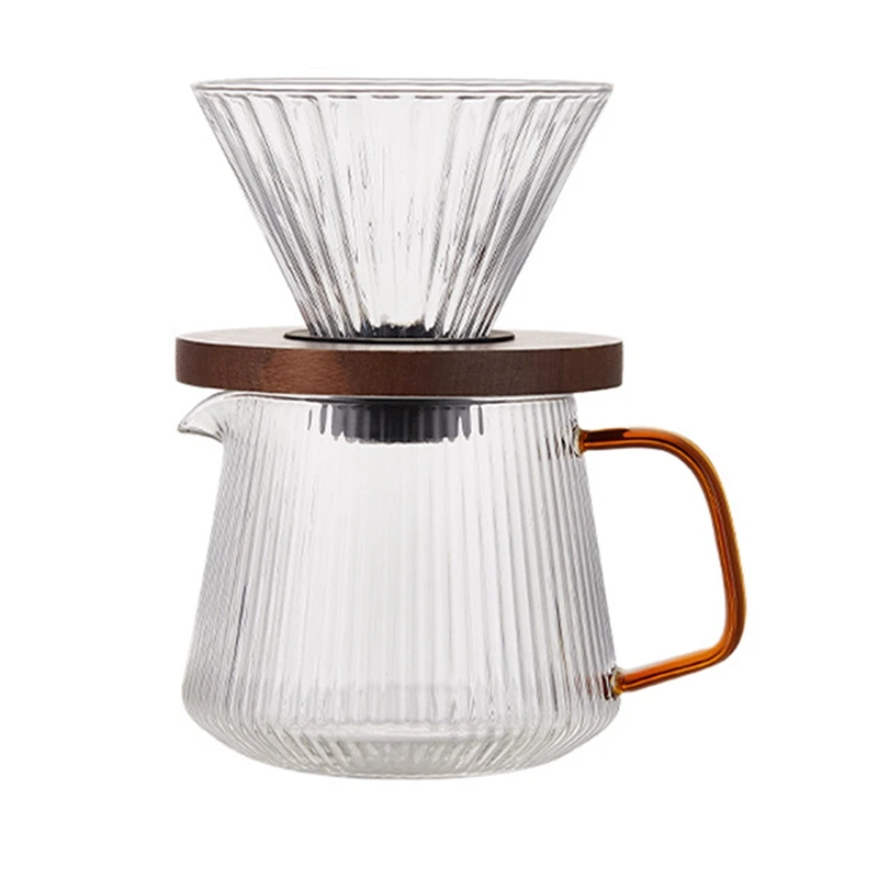 

Hand Pour Coffee Sharing Pot Coffee Server Coffee Maker Brewing Cup V02 Glass Coffee Funnel Drip Coffee Set B