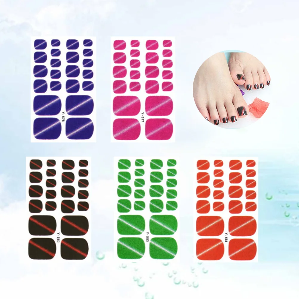 

5 Pcs Black Nail Stickers Fake Tips False Nails Well-polished Sparkling Toe Beginner Girl's