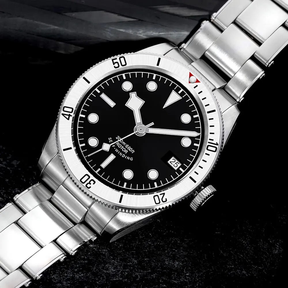 LOGO personalizzato Orologio da uomo NH35 in acciaio sterile da 39 mm quadrante nero Orologi da uomo Orologio da polso automatico impermeabile con cristallo di zaffiro