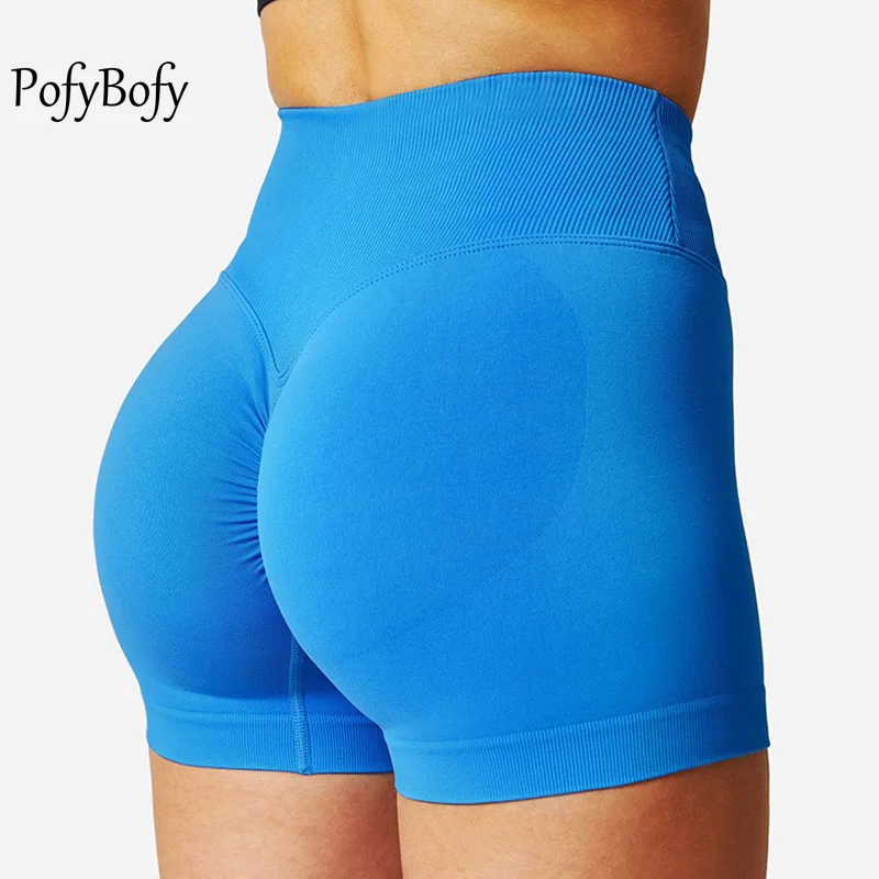 

PofyBofy Scrunch Butt Cross Waistband High Waist Seamless Peach Butt LiftingYoga Shorts Fitness Jogging Women Leggings Sportwear