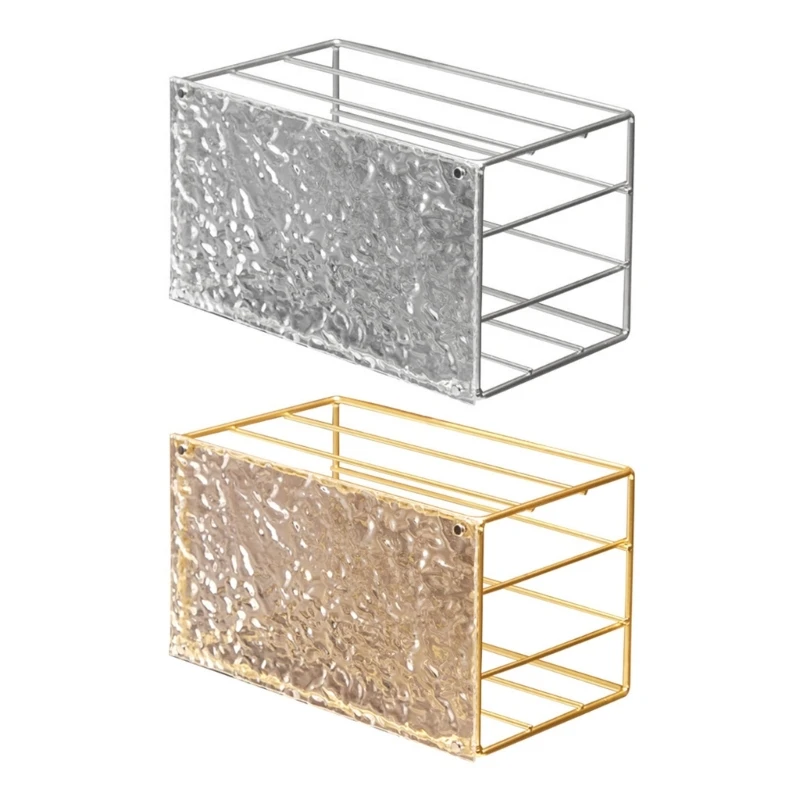 Practical Iron Art Tissue Box Cover Delicate Gold or Silver Textured Tissue Box for Adding Elegances to Any Room Y5GA