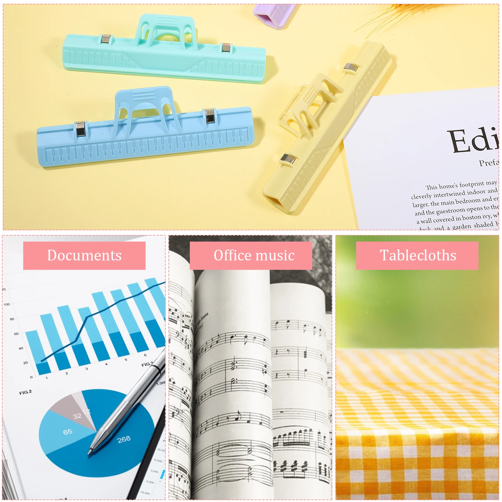

6 Pcs Sheet Music Clip Page Holder Clips Paper Medium Piano Book Paperclip Note Abs