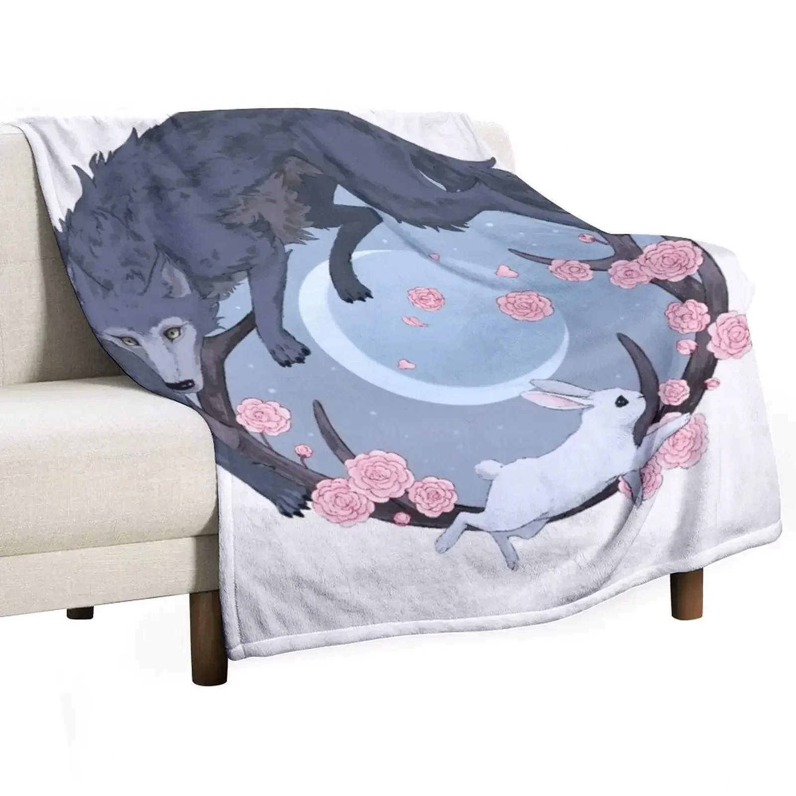 

Rabbit and Wolf Throw Blanket Comforter Giant Sofa Decorative Sofas Blankets