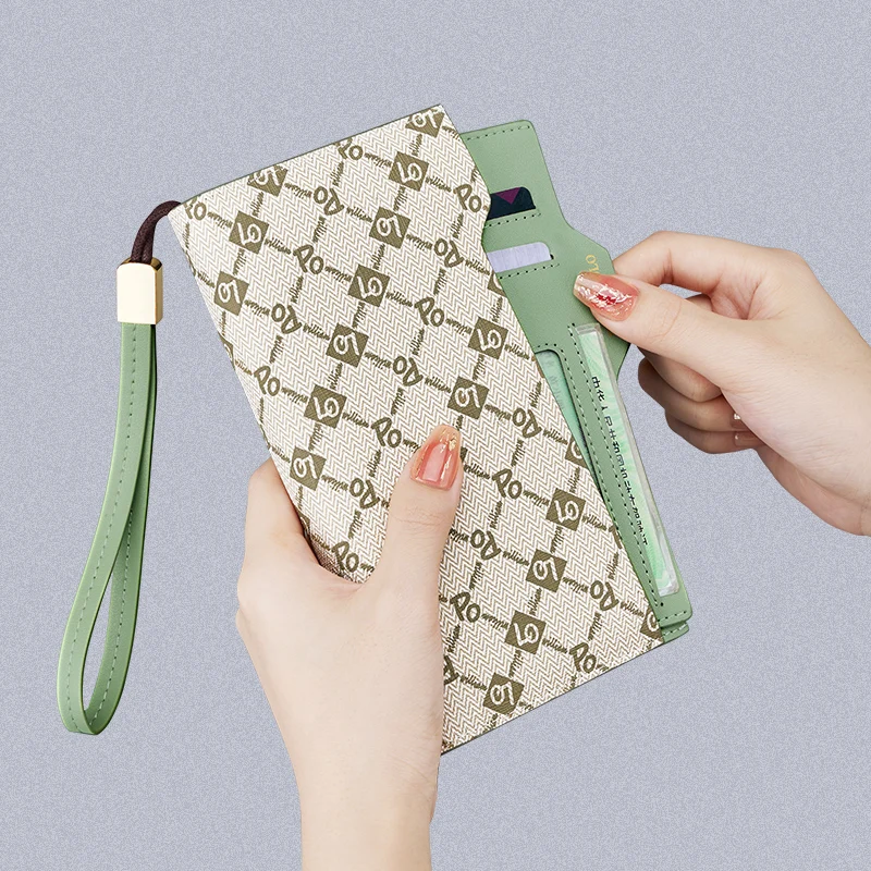 Women's printed wallet, long fashionable card holder, multifunctional handheld bag, wear-resistant phone bag