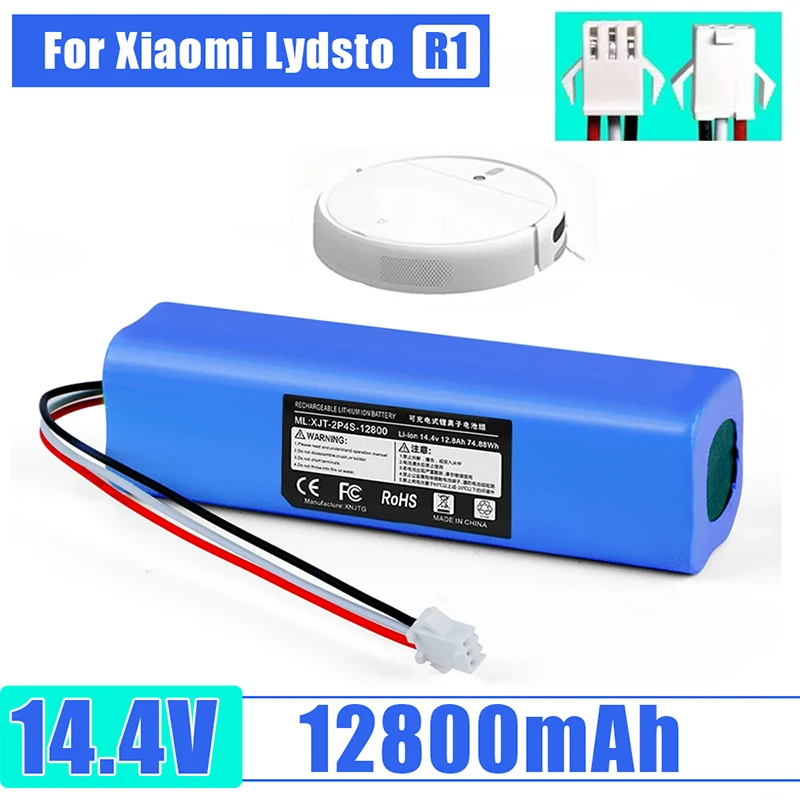 lithium battery 12800mAh Rechargeable for XiaoMi Lydsto R1 Viomi S9 Roidmi Eve Plus Robot Vacuum Cleaner Battery Pack18650