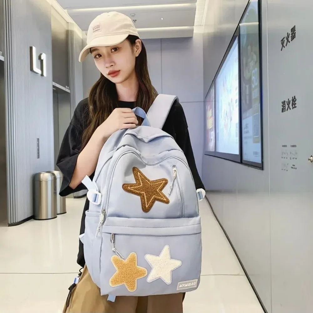 New Large-capacity Students Backpacks Waterproof Star Pattern Travel Backpack Wear Resistant School Bag Adults