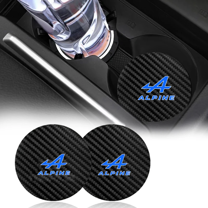 

2Pcs Car Water Cup Bottle Holder Anti-slip Pad Mat Silica For Alpine Logo For Duster Twingo Megane Kadjar Captur Accessories