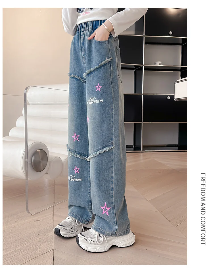 Süße Jeans für Mädchen, hochwertige gerade Slim-Jeans, Kinder Frühling Herbst Kinder-Denim-Hosen, lässiger Stil, Freizeithosen, Kleidung – Detail 7