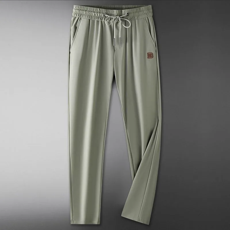 Men's Clothing Summer high quality Y2K Ice Silk Casual Sports Pants Loose Handsome Straight Pants