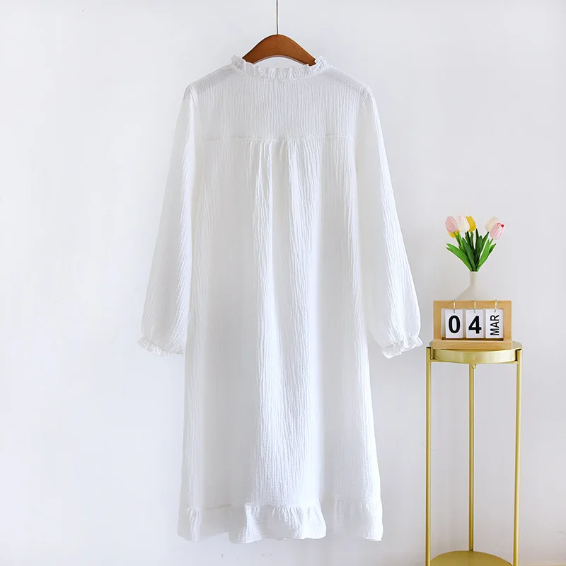 Sexy Sleepwear Women Cotton Night Dress V-Neck Long Sleeve Nighties 2023 Spring Summer New Nightgown Nightdress