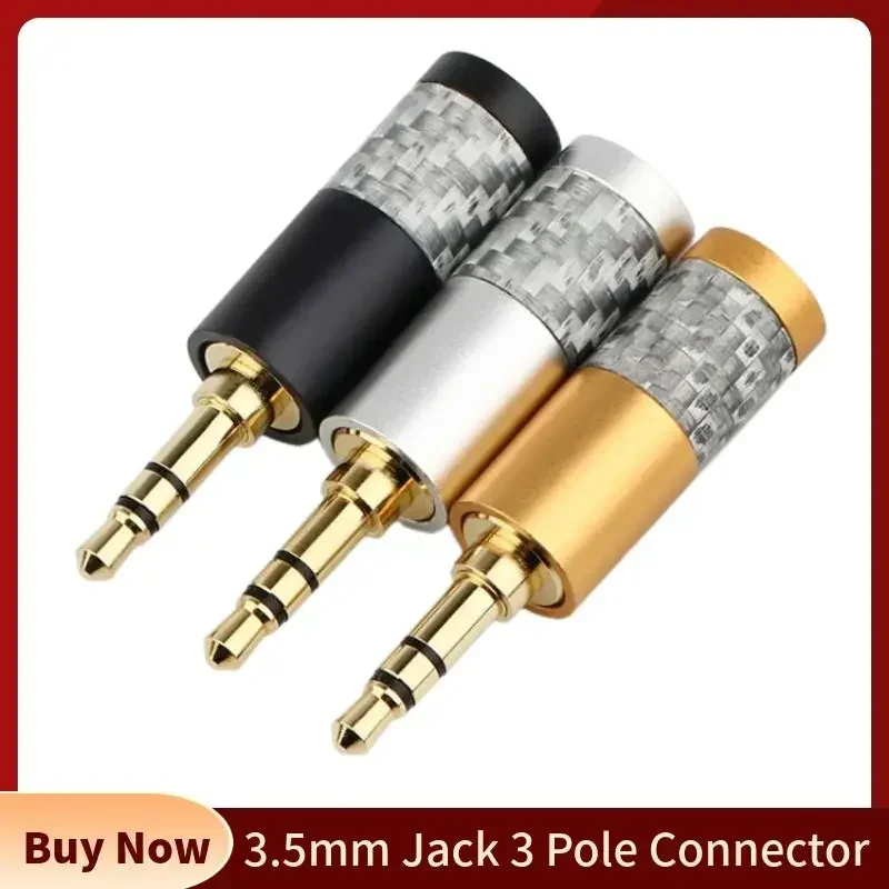 Plug 3.5mm Jack 3 Polo 3.5 Audio Connector Carbon Fiber Shell DIY For Soldering Extension Earphones Cable Consumer Electronics