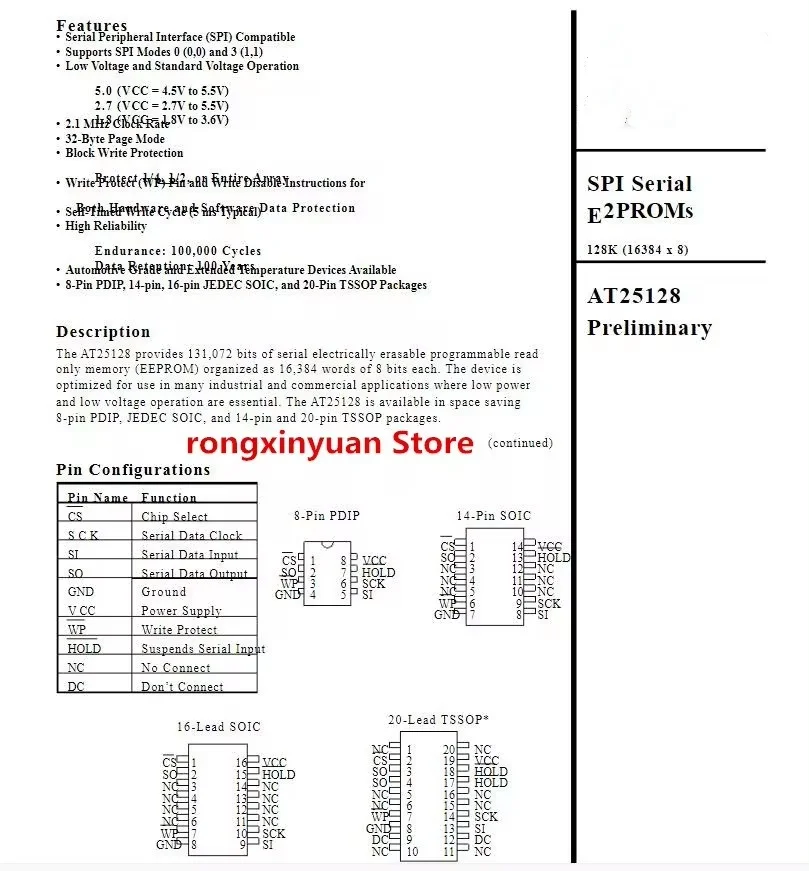 Strass at25n AT25128N-10SI-2.7 25128n at25128 AT25128N-SI-2.7 at25128an embutido qualidade