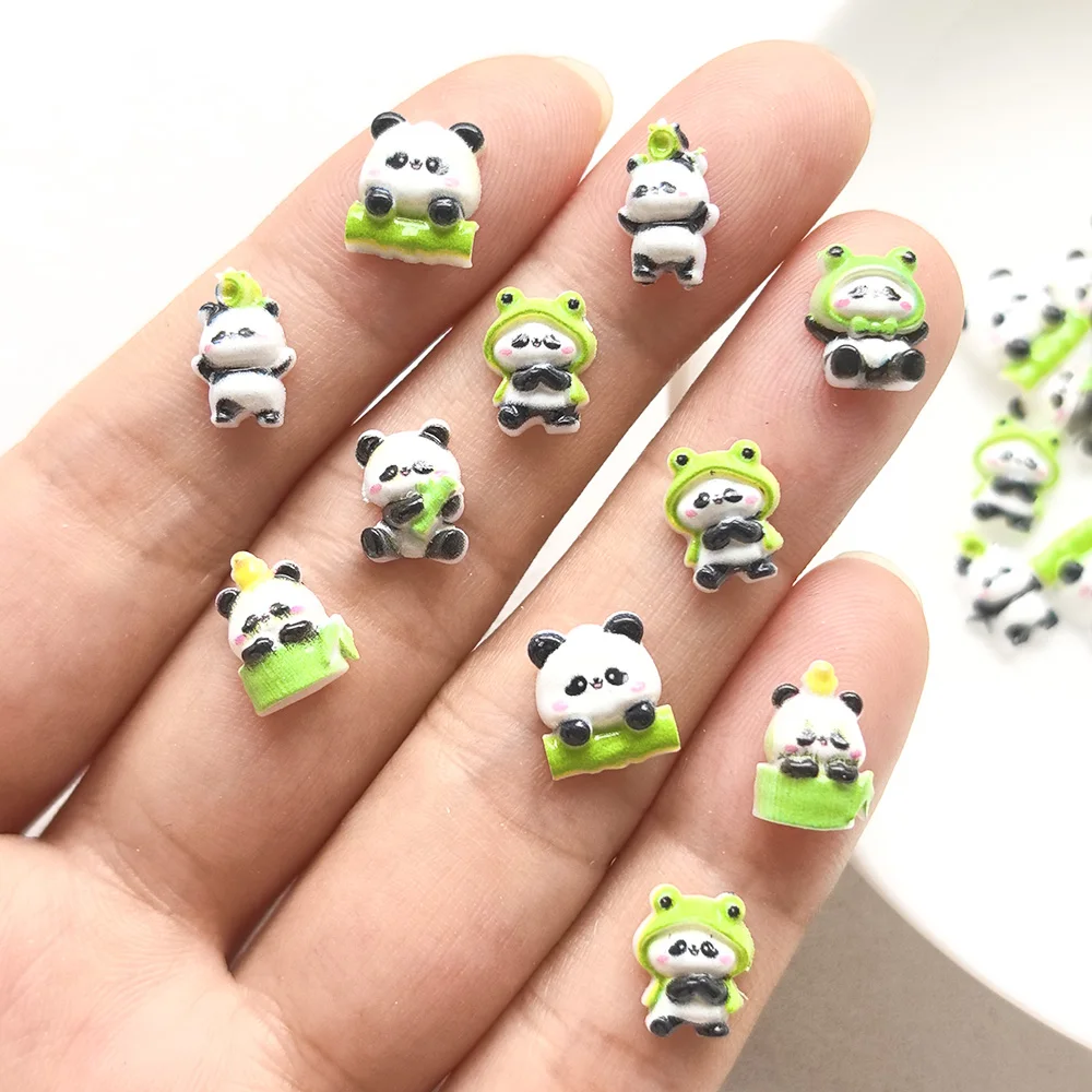 50pcs cute mini panda resin pendant, flat back nail decoration, suitable for DIY weddings and scrapbook crafts