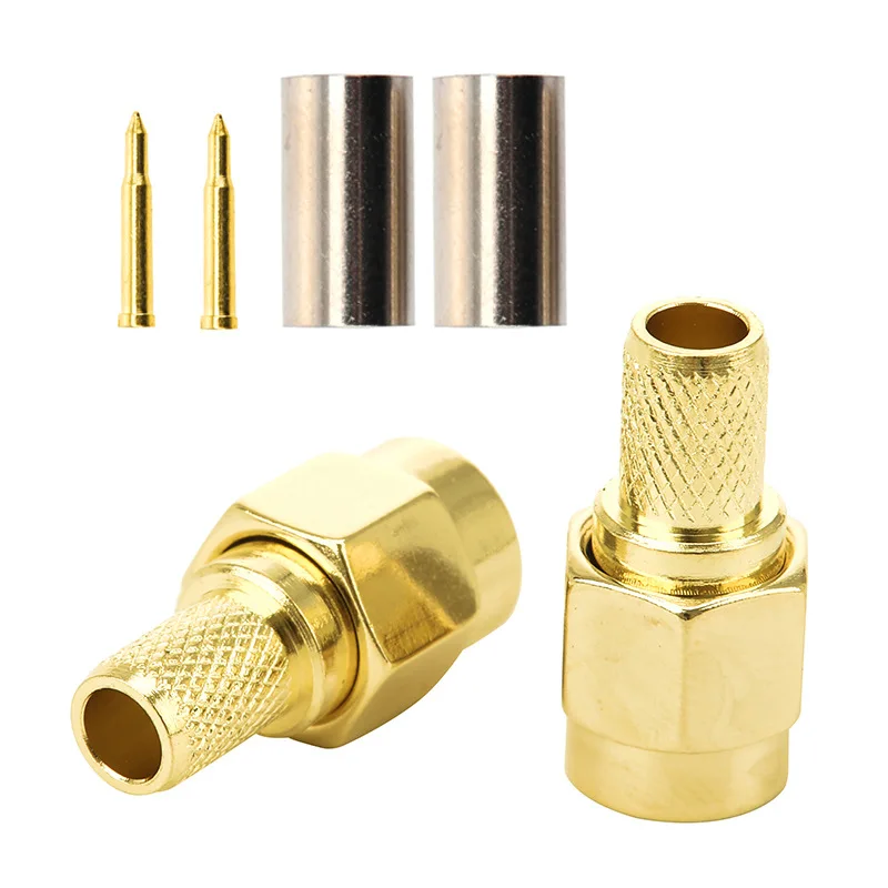 10PCS SMA Male/Female/RP SMA Connectors - Crimp Type for RG58/LMR195/RG142/RG400 Cables