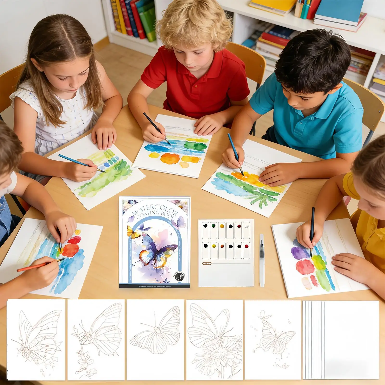 Water Coloring Book Kit Tri-Fold Art Painting Supplies Waterbook Painting Kit For Boys Girls Teens Adults Students Beginners