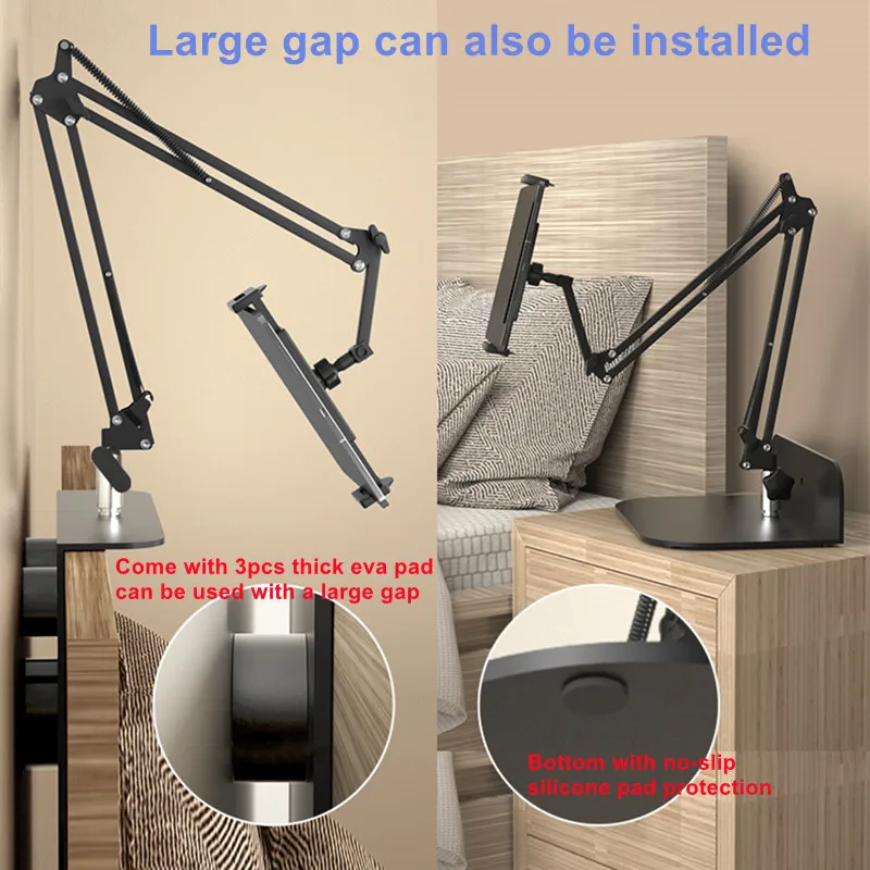 Hidden Bedside Mobile Phone Tablet Universal Bracket Holder Two Ways Install, Bed Sofa Adjustable 4-13\'\' Iphone Ipad Stand