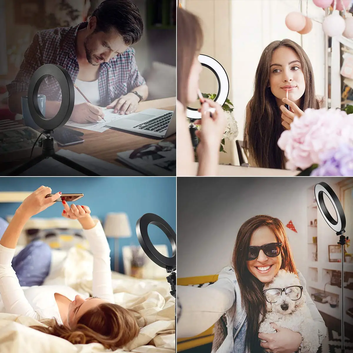 6" Photography Selfie Light 16CM LED Ring Light with Mobile Stand Support Tripod Ring Light for Live Video Streaming