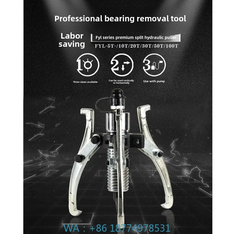 

-Jaw Wheel Puller for Bearing Disassembly Steel Split PullerDergon FYL5T10T20T30T50T Hydraulic Tools Multi-Function Three
