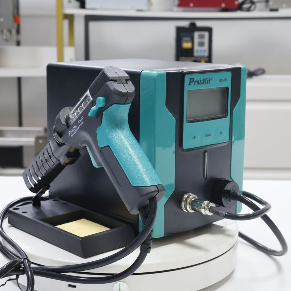 

pro'skit SS-331H ESD LCD Digital Electric Desoldering Pump BGA Desoldering Suction Vacuum Solder Sucker Gun Auto Sleep 220V