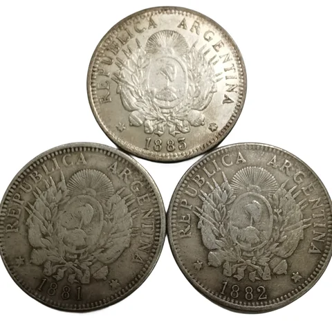 Argentina 50 Centavos Silver Plated Coin Exact Copy 3 dates to choose( 1881 1882 1883)