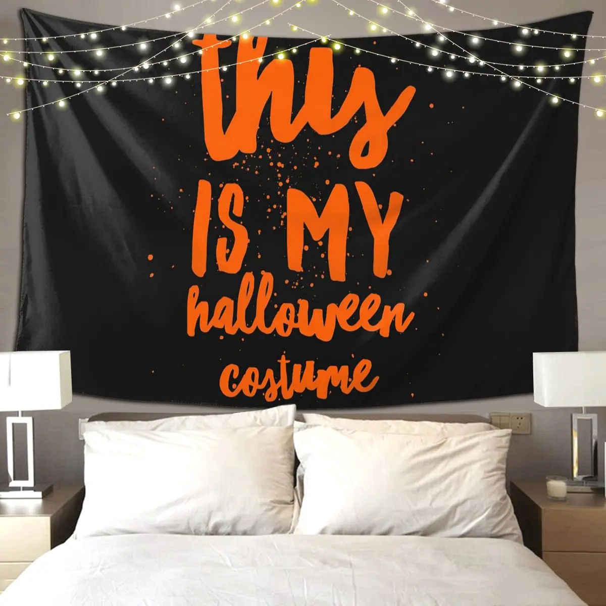 This Is My Halloween Costume,Orange Tapestry Art Wall Hanging Aesthetic Home Decor Tapestries for Living Room Bedroom Dorm Room