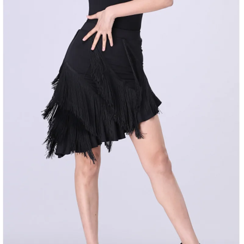 Latin Dance Skirt New Tassel Skirt Sexy Women Adult Exercise Clothing Dance Clothes Autumn Performance Dress