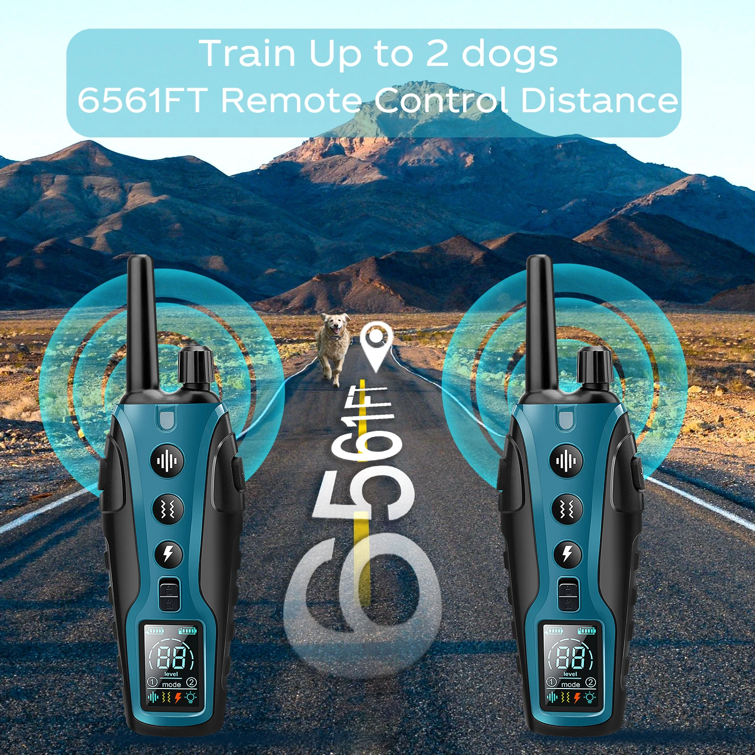 3280FT Pet Dog Training Shock Collar 3 Training Modes Beep Vibration Shock Flash Light Safety at Night Dual Battery Display