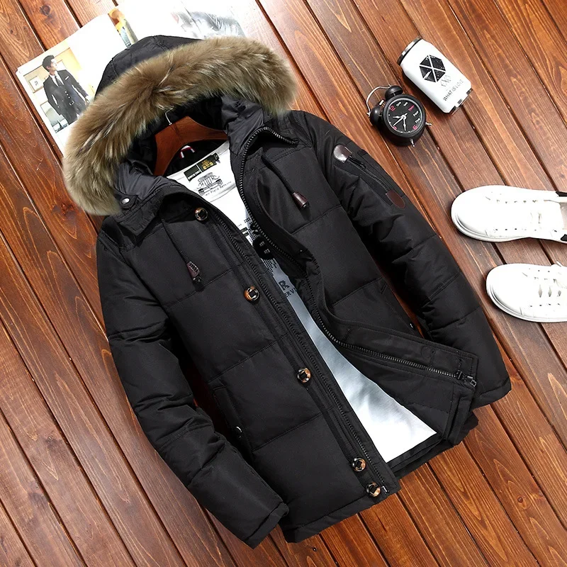 Down Jackets Mens Winter Jacket Men Fashion Thick Warm Parkas Fur 90% White Duck Down Coats Casual Male Waterproof Down Jackets