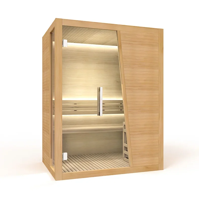 

# Стандартная инфракрасная деревянная сауна для 2-3 человек, традиционная плита для сауны Hemlock, сухая паровая сауна с красочным светом