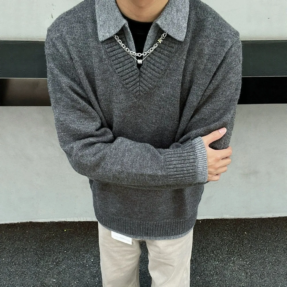 

Fur Collar Pullovers Gray Mens Crewneck Plaid Stretch Menswear Everyday Activities Western Style Comfortable Breathable Simple