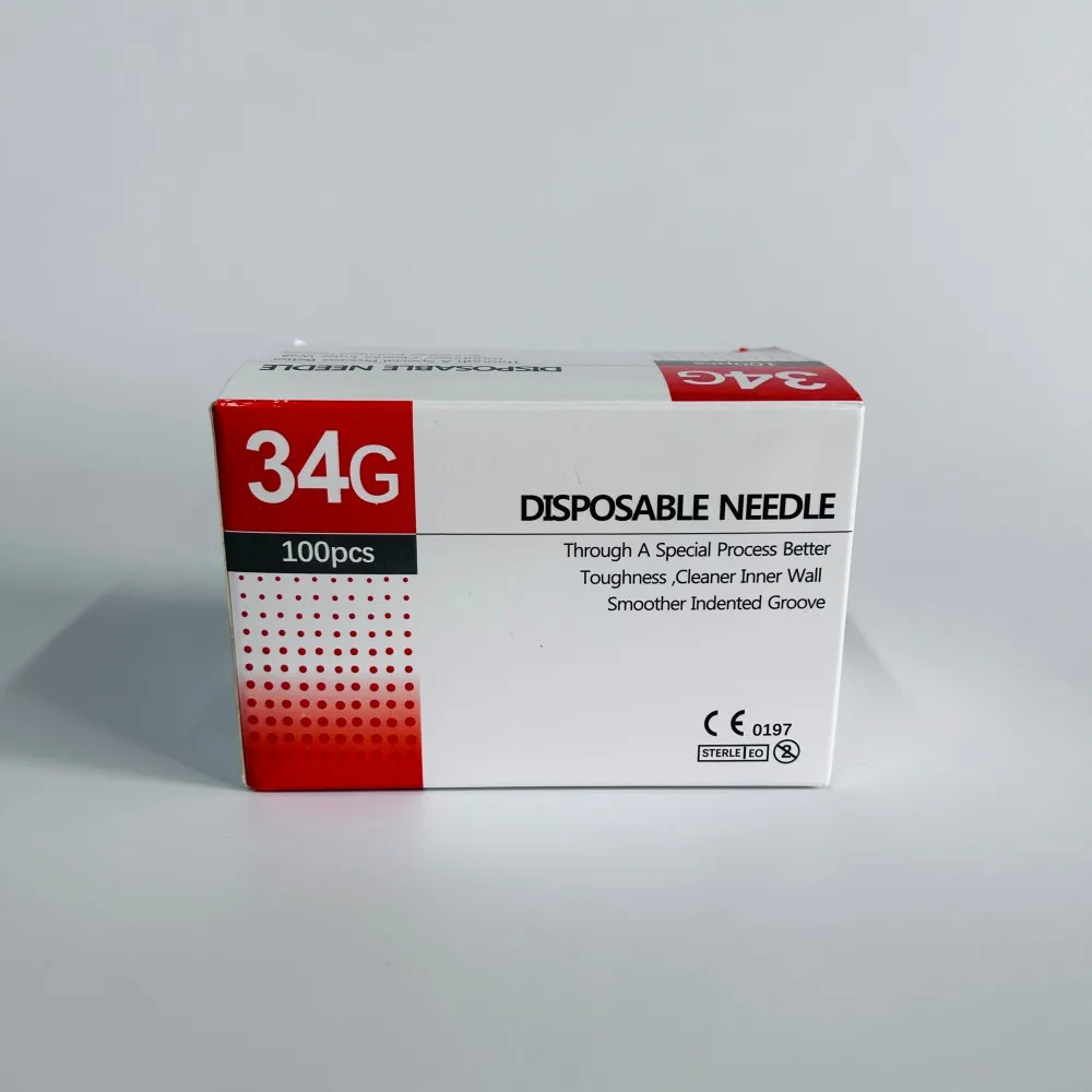 100pcs/box Disposable Needle 34G 2.5mm 4mm 6mm 8mm Individually Packaged Sterile Painless Needle