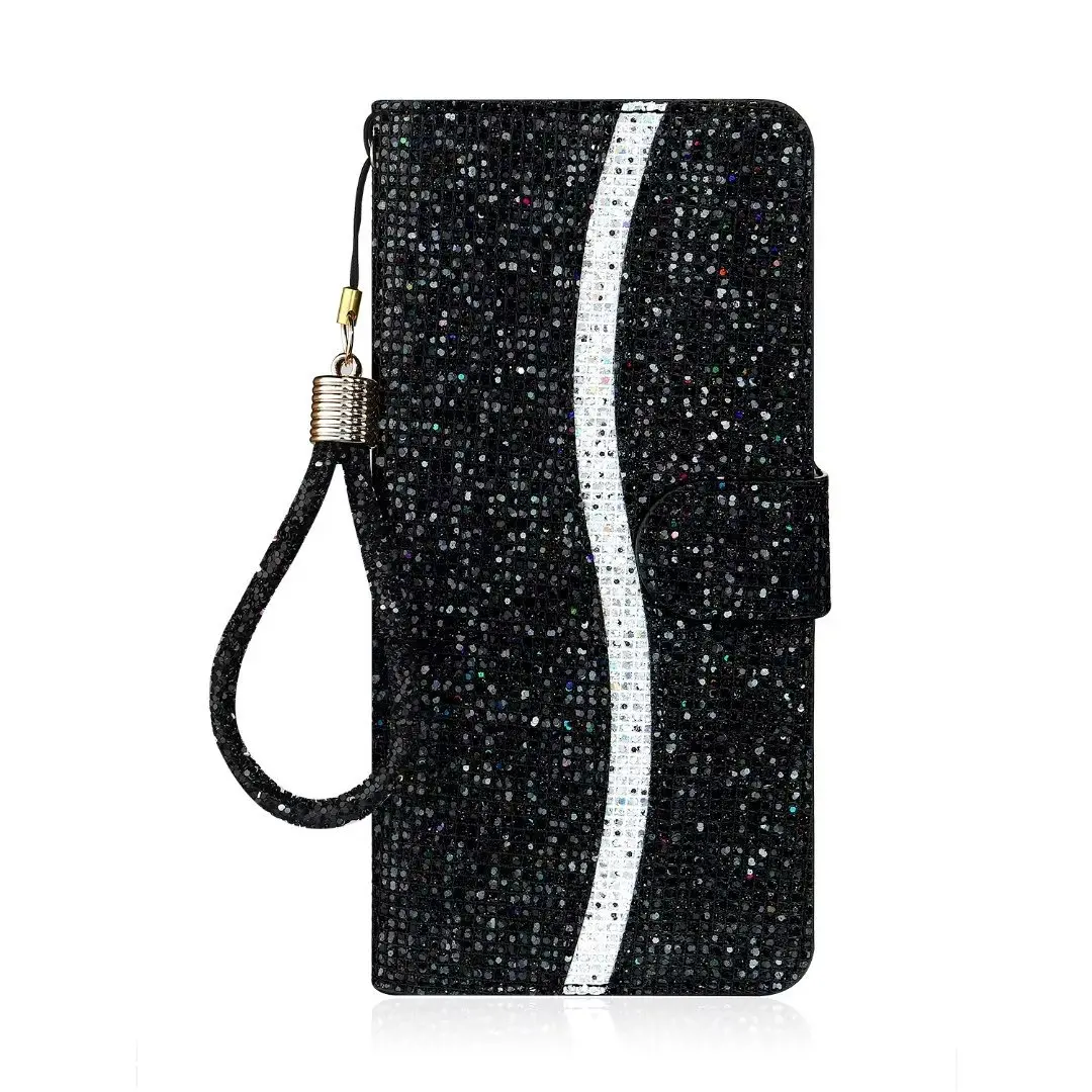 Case for Samsung Galaxy S23 Women Glitter Bling PU Leather Wallet Case with Card Holder Stand Magnetic Flip Durable Cell Cover