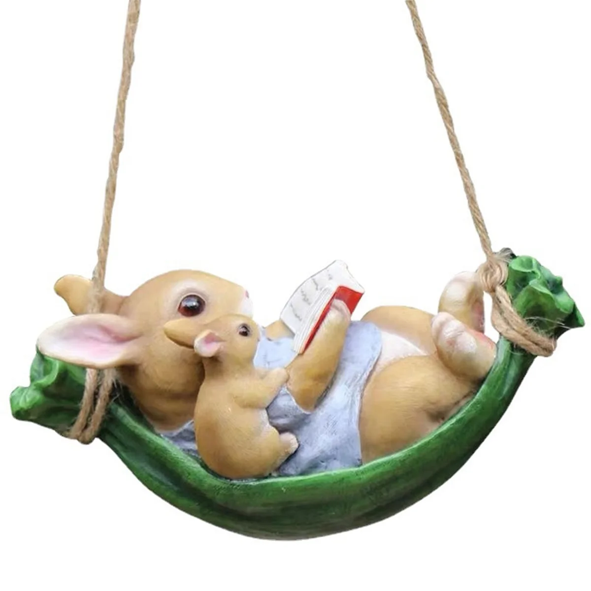 

Swing Rabbit Garden Ornament Courtyard Outdoor Indoor Tree Hanging Resin Swing Decoration Pendant Balcony Animal